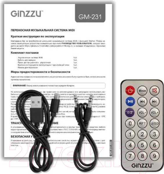 Изображение товара Портативная колонка Ginzzu GM-231