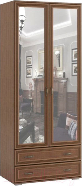 Изображение товара Шкаф Тэкс Ливорно ЛШ-23 2-х створчатый с зеркалом (орех донской)