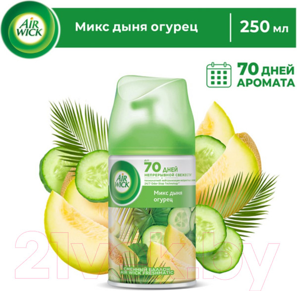 Изображение товара Сменный блок для освежителя воздуха Air Wick Freshmatic Микс дыня-огурец (250мл)