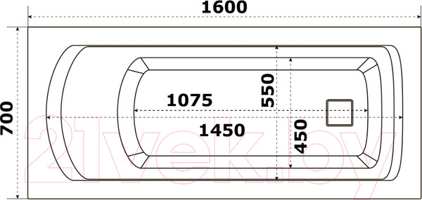 Изображение товара Ванна акриловая BAS Аякс 160x70 (с каркасом)