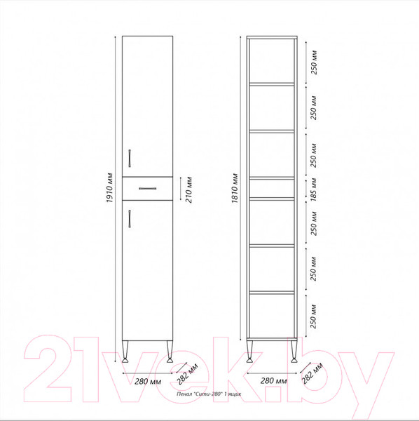 Изображение товара Шкаф-пенал для ванной Tivoli Сити 28