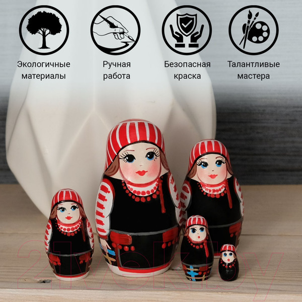 Изображение товара Матрешка сувенирная Брестская Фабрика Сувениров Белорусская в Неглюбском этническом наряде 5205