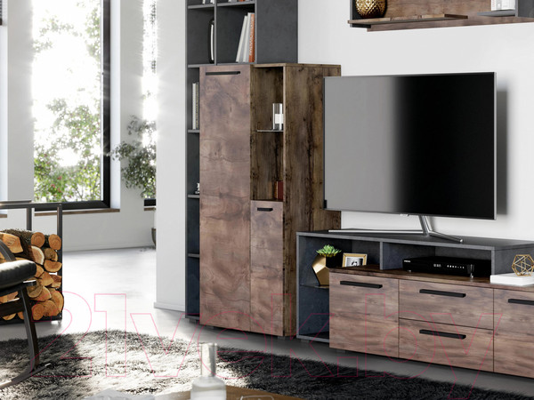 Изображение товара Тумба Мебельград Глазго 2дв 65x38.5x135 (таксония/таксония)