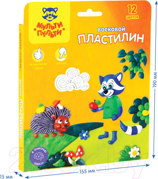 Изображение товара Пластилин восковой Мульти-пульти Енот в лесу / ВП_11058 (12цв)