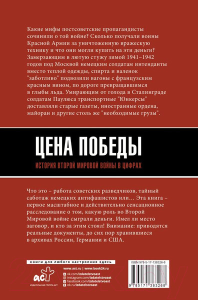 Изображение товара Книга АСТ Цена Победы. История Второй мировой войны в цифрах (Кустов М.В.)