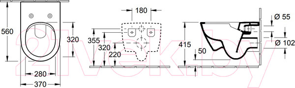 Изображение товара Унитаз подвесной Villeroy & Boch Subway 2.0 5614-R2-01