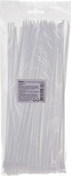 Изображение товара Стяжка для кабеля Park 007582 (100шт, белый)