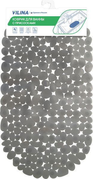 Изображение товара Коврик на присосках Вилина Морская галька 6805 (36x69, серый)