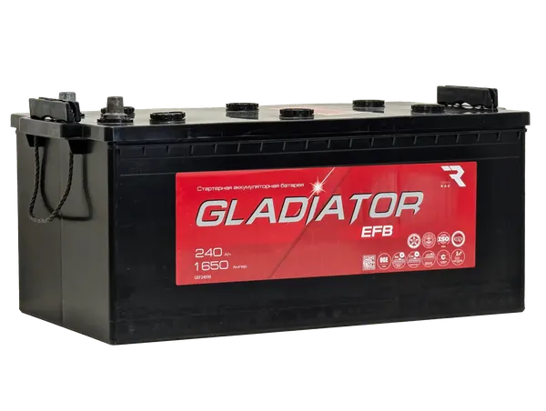 Изображение товара Автомобильный аккумулятор Gladiator EFB Евро 3 (240 А/ч)