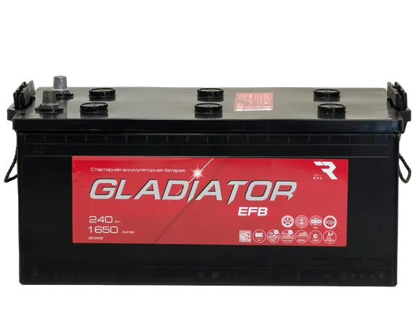 Изображение товара Автомобильный аккумулятор Gladiator EFB Евро 3 (240 А/ч)