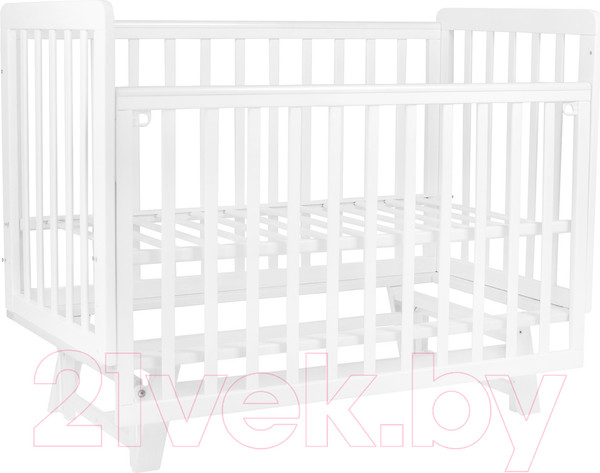 Изображение товара Детская кроватка INDIGO Style на ножках продольный маятник (белый)