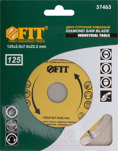 Изображение товара Отрезной диск алмазный FIT Сегментный 125x2.0x7.5x22.2мм / 37463