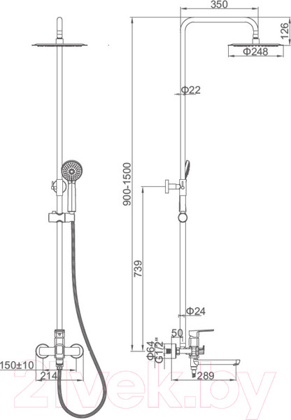 Изображение товара Душевая система со смесителем Ledeme L2480Y