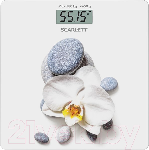 Напольные весы электронные Scarlett SC-BS33E020 (белая орхидея)