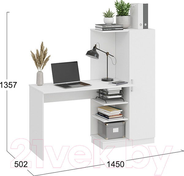 Изображение товара Компьютерный стол ТриЯ Бейсик (белый)