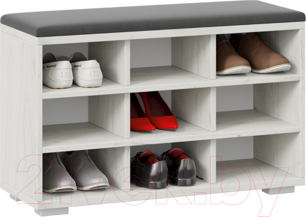 Изображение товара Тумба в прихожую ТриЯ Тип 10 (дуб крафт белый/велюр графит)