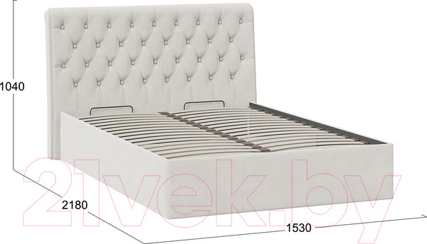 Изображение товара Полуторная кровать ТриЯ Скарлет универсальная тип 1 с ПМ 140x200 (велюр бежевый)