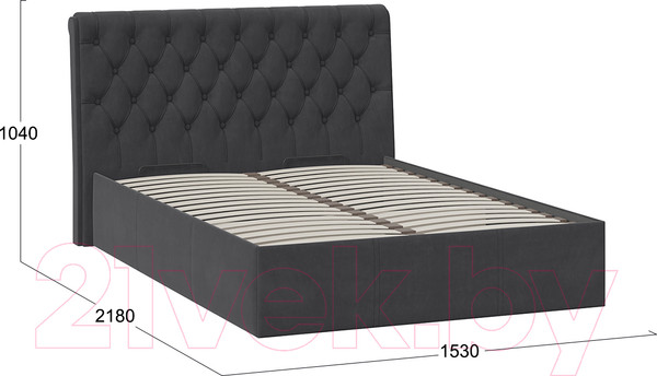 Изображение товара Полуторная кровать ТриЯ Скарлет универсальная тип 1 с ПМ 140x200 (велюр графит)