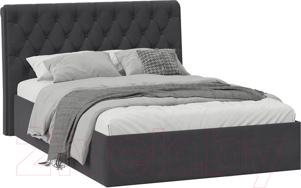 Изображение товара Полуторная кровать ТриЯ Скарлет универсальная тип 1 с ПМ 140x200 (велюр графит)