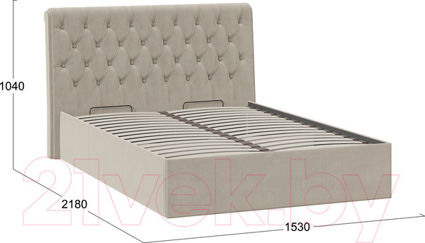 Изображение товара Полуторная кровать ТриЯ Скарлет универсальная тип 1 с ПМ 140x200 (велюр мокко светлый)