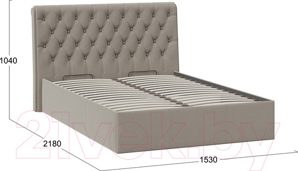 Изображение товара Полуторная кровать ТриЯ Скарлет универсальная тип 1 с ПМ 140x200 (велюр мокко темный)