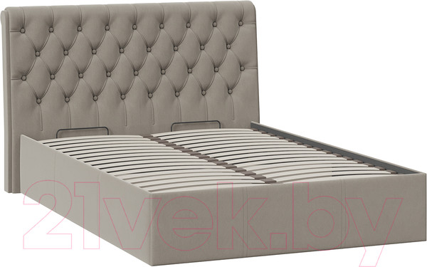 Изображение товара Полуторная кровать ТриЯ Скарлет универсальная тип 1 с ПМ 140x200 (велюр мокко темный)