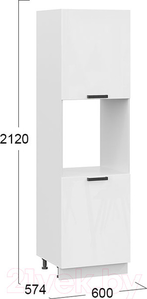 Изображение товара Шкаф-пенал кухонный ТриЯ Детройт исп.2 1П6 (белый/белый глянец)