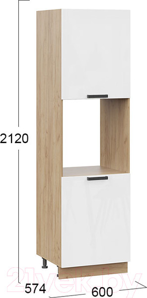 Изображение товара Шкаф-пенал кухонный ТриЯ Детройт исп.2 1П6 (дуб крафт золотой/белый глянец)