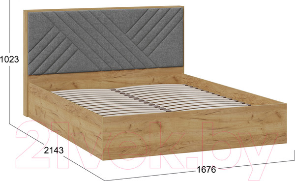 Изображение товара Каркас кровати ТриЯ Хилтон универсальный тип 1 160x200 (дуб крафт золотой/велюр серый)
