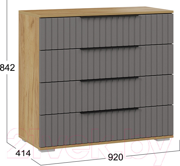 Изображение товара Комод ТриЯ Хилтон (дуб крафт золотой/графит матовый)