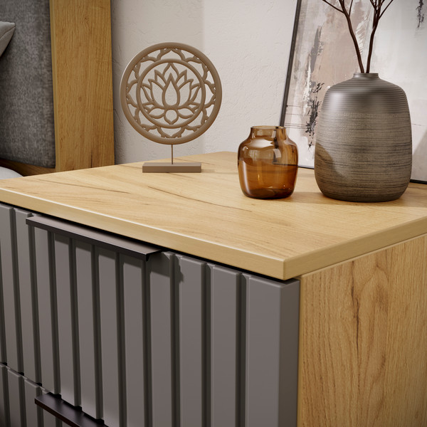 Изображение товара Прикроватная тумба ТриЯ Хилтон (дуб крафт золотой/графит матовый)