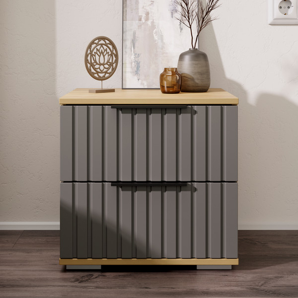 Изображение товара Прикроватная тумба ТриЯ Хилтон (дуб крафт золотой/графит матовый)