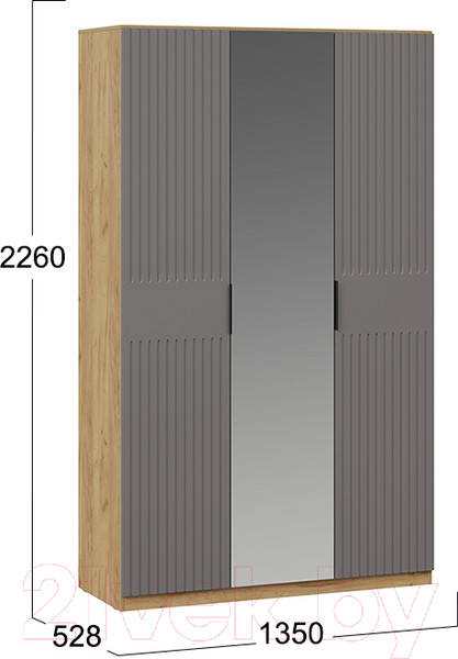 Изображение товара Шкаф ТриЯ Хилтон комбинированный (дуб крафт золотой/графит матовый)