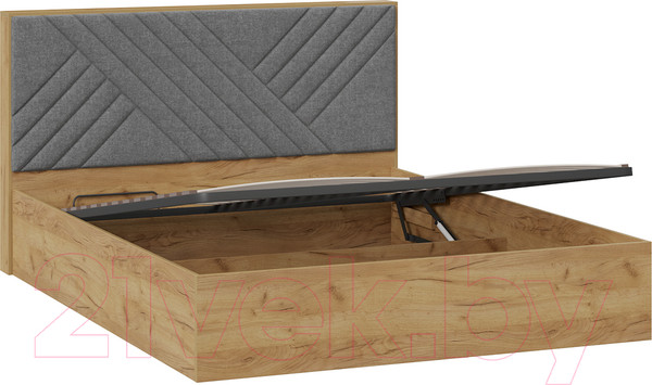 Изображение товара Двуспальная кровать ТриЯ Хилтон универсальная тип 1 с ПМ 160x200 (дуб крафт золотой/велюр серый)