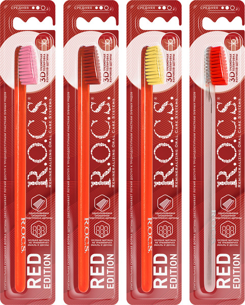 Изображение товара Зубная щетка R.O.C.S. Red Edition Classic средняя