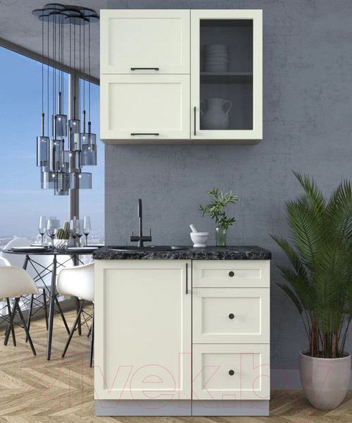 Изображение товара Кухонный гарнитур Интерлиния Тренд 0.9Б (белый/белый/кастилло темный)