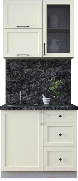 Изображение товара Кухонный гарнитур Интерлиния Тренд 0.9Б (белый/белый/кастилло темный)