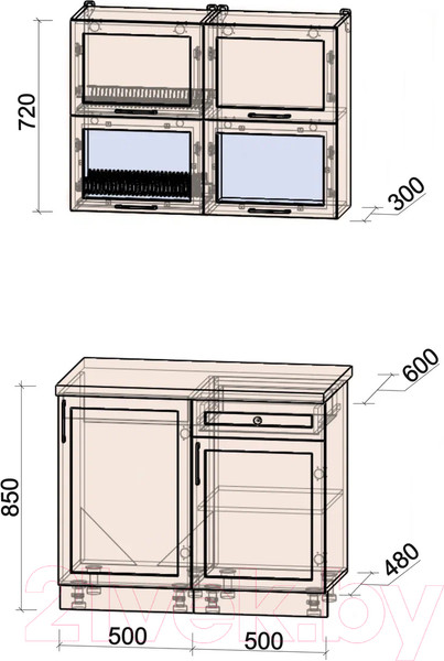 Изображение товара Кухонный гарнитур Интерлиния Тренд 1.0Б (пепел/пепел/опал светлый)
