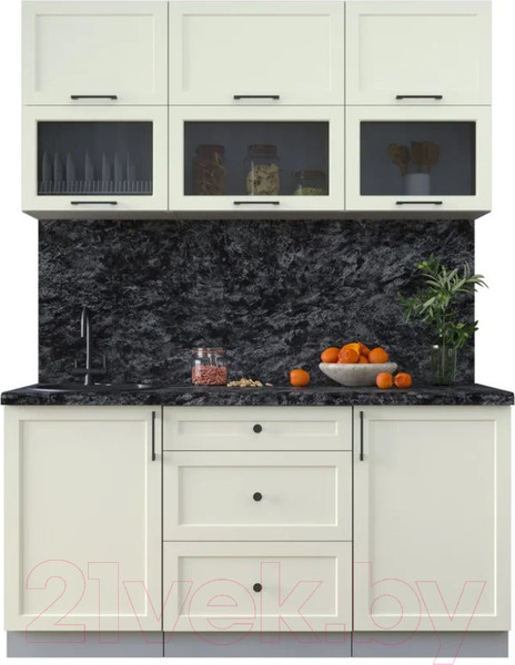 Изображение товара Кухонный гарнитур Интерлиния Тренд 1.6Б (белый/белый/кастилло темный)