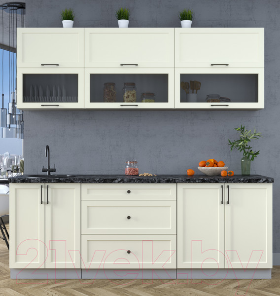 Изображение товара Кухонный гарнитур Интерлиния Тренд 2.2Б (белый/белый/кастилло темный)
