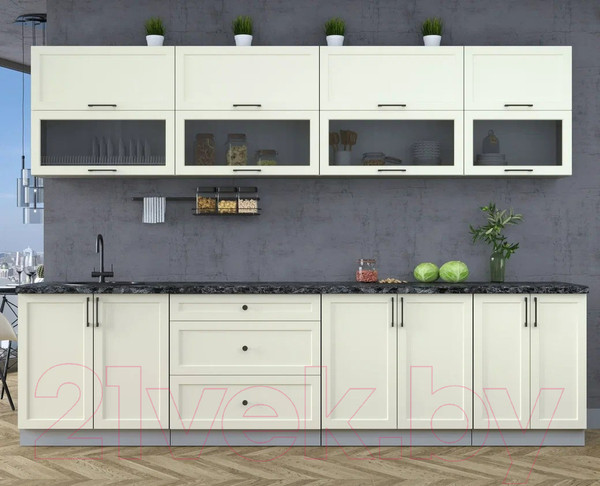 Изображение товара Кухонный гарнитур Интерлиния Тренд 3.0Б (белый/белый/кастилло темный)