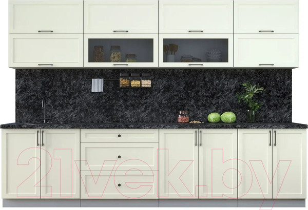 Изображение товара Кухонный гарнитур Интерлиния Тренд 3.1Б (белый/белый/кастилло темный)