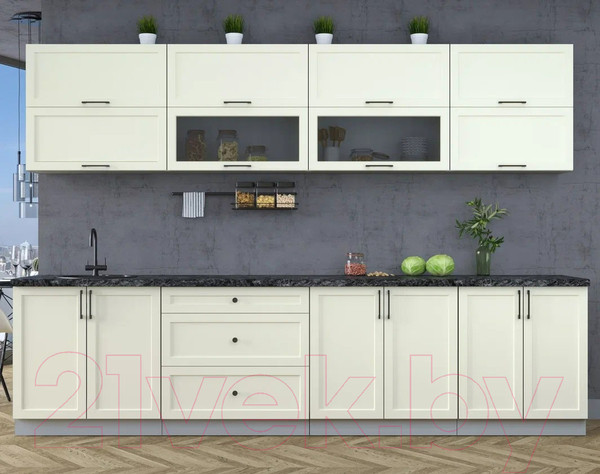 Изображение товара Кухонный гарнитур Интерлиния Тренд 3.1Б (белый/белый/кастилло темный)