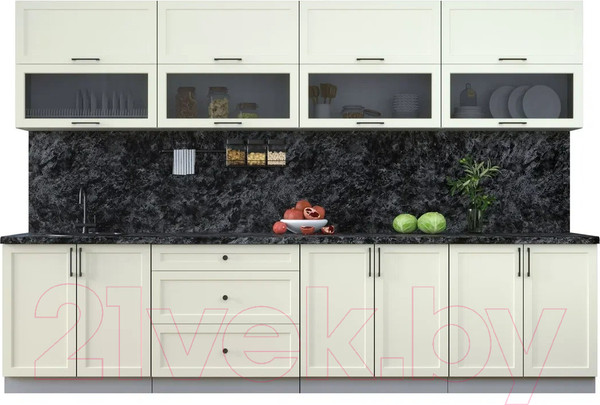 Изображение товара Кухонный гарнитур Интерлиния Тренд 3.2Б (белый/белый/кастилло темный)