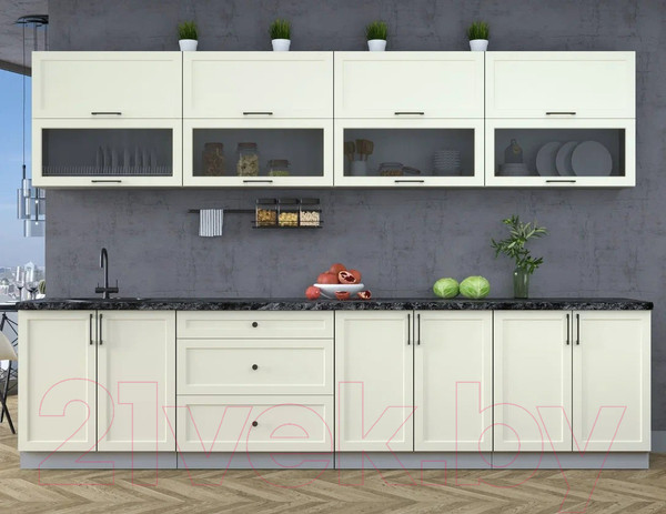 Изображение товара Кухонный гарнитур Интерлиния Тренд 3.2Б (белый/белый/кастилло темный)