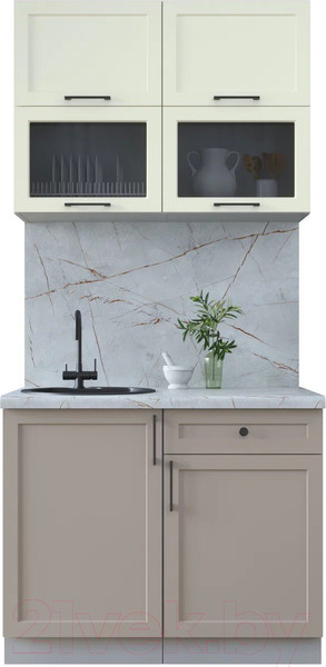 Изображение товара Кухонный гарнитур Интерлиния Тренд 1.0Б (луна/белый/серый каспий)