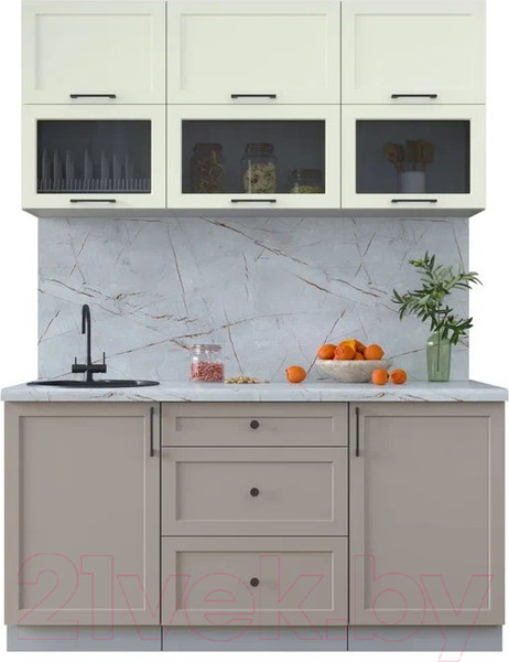 Изображение товара Кухонный гарнитур Интерлиния Тренд 1.6Б (луна/белый/серый каспий)