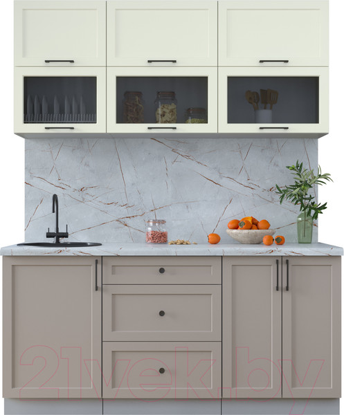 Изображение товара Кухонный гарнитур Интерлиния Тренд 1.7Б (луна/белый/серый каспий)