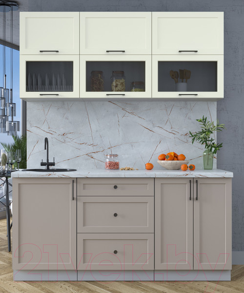 Изображение товара Кухонный гарнитур Интерлиния Тренд 1.7Б (луна/белый/серый каспий)