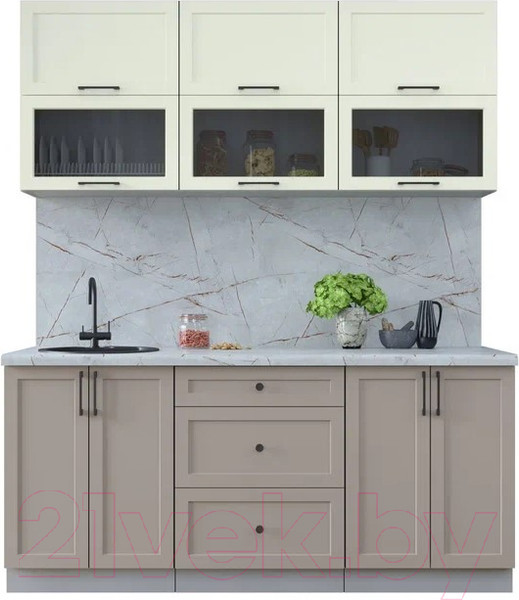 Изображение товара Кухонный гарнитур Интерлиния Тренд 1.8Б (луна/белый/серый каспий)